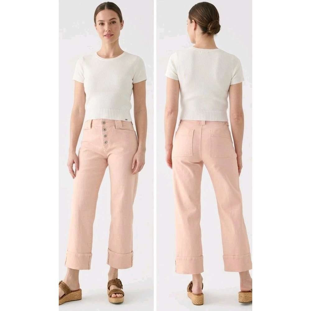 Sanctuary Luna Pant Muted Clay Straight Leg Jeans Button Fly Cuffed/Uncuffed 6